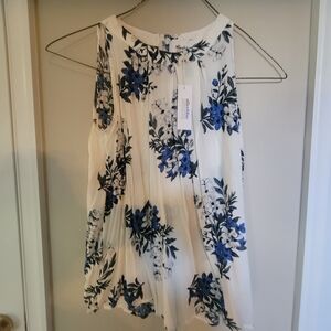 Alice Blue Ivory and Navy Floral Tank Top